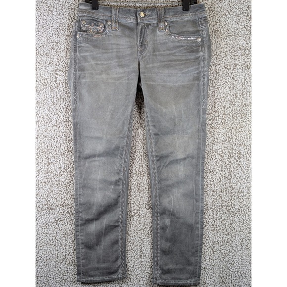 Rock Revival Denim - Rock Revival Boris Crop Jeans Embellished Pockets Gray Wash Size 28 (Fits 30x27)